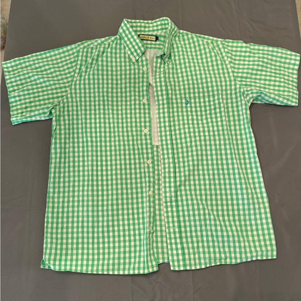Green Checkered Men's Casual Button Down Shirt
